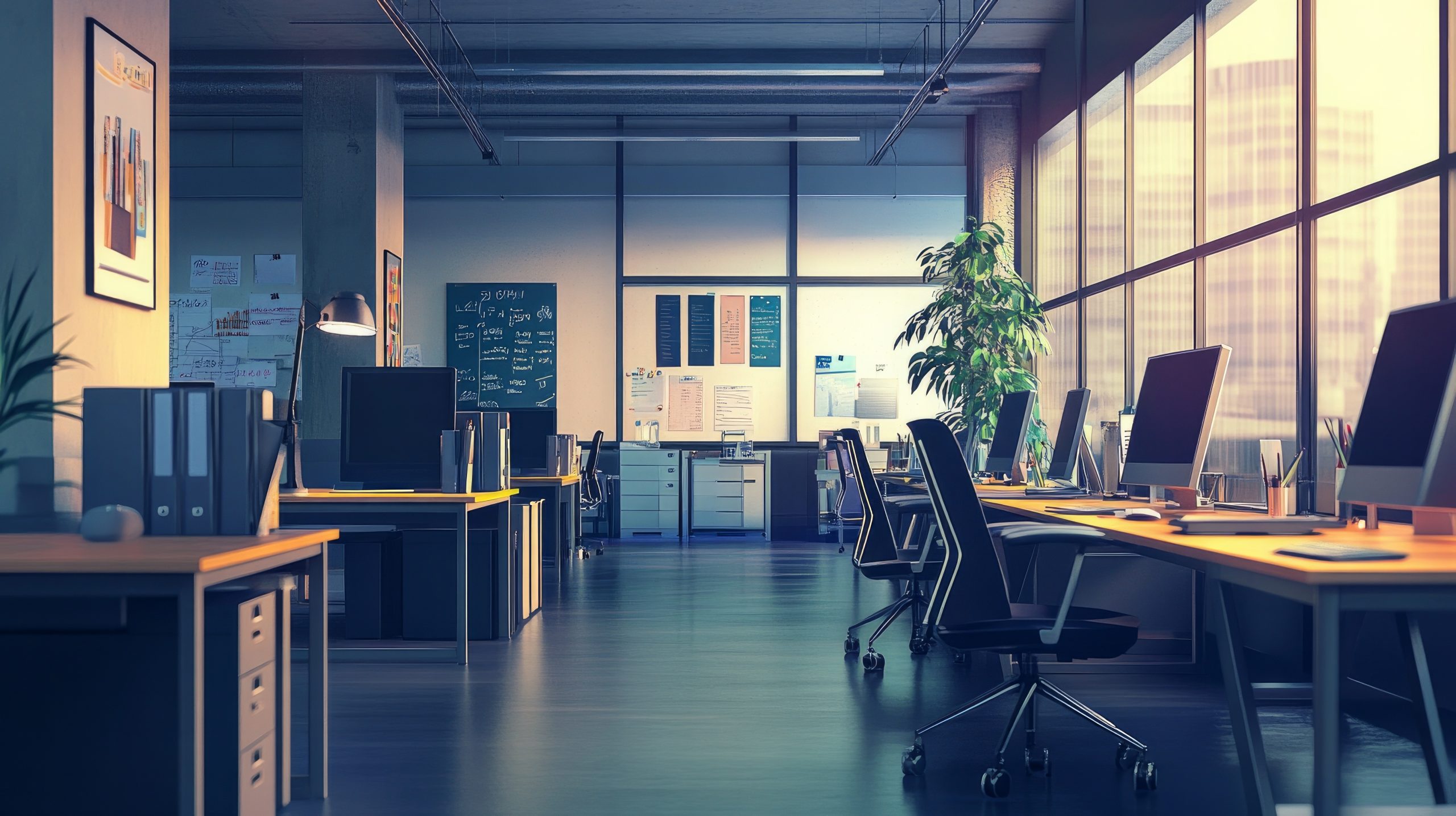 office, empty, weekend, after hours,