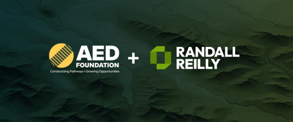 AED Foundation logo with the tagline "Constructing Pathways | Growing Opportunities" and the Randall Reilly logo