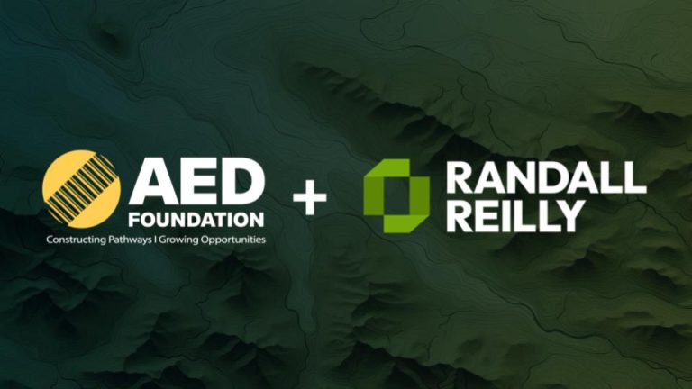 AED Foundation Logo with the tagline: Constructing Pathways | Growing Opportunities and the Randall Reilly logo